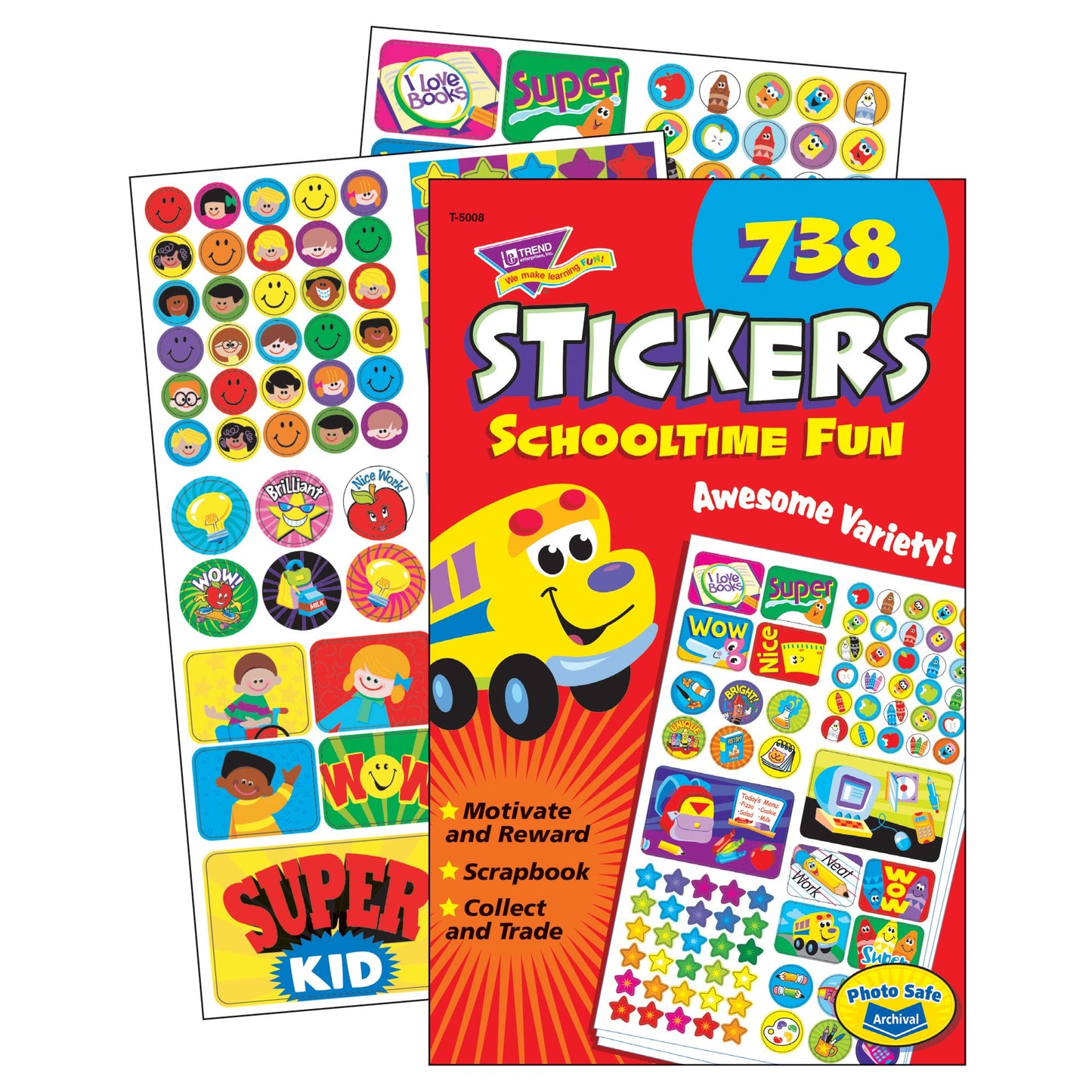 Trend Schooltime Fun Sticker Pad, Classroom Incentives, 738 Count