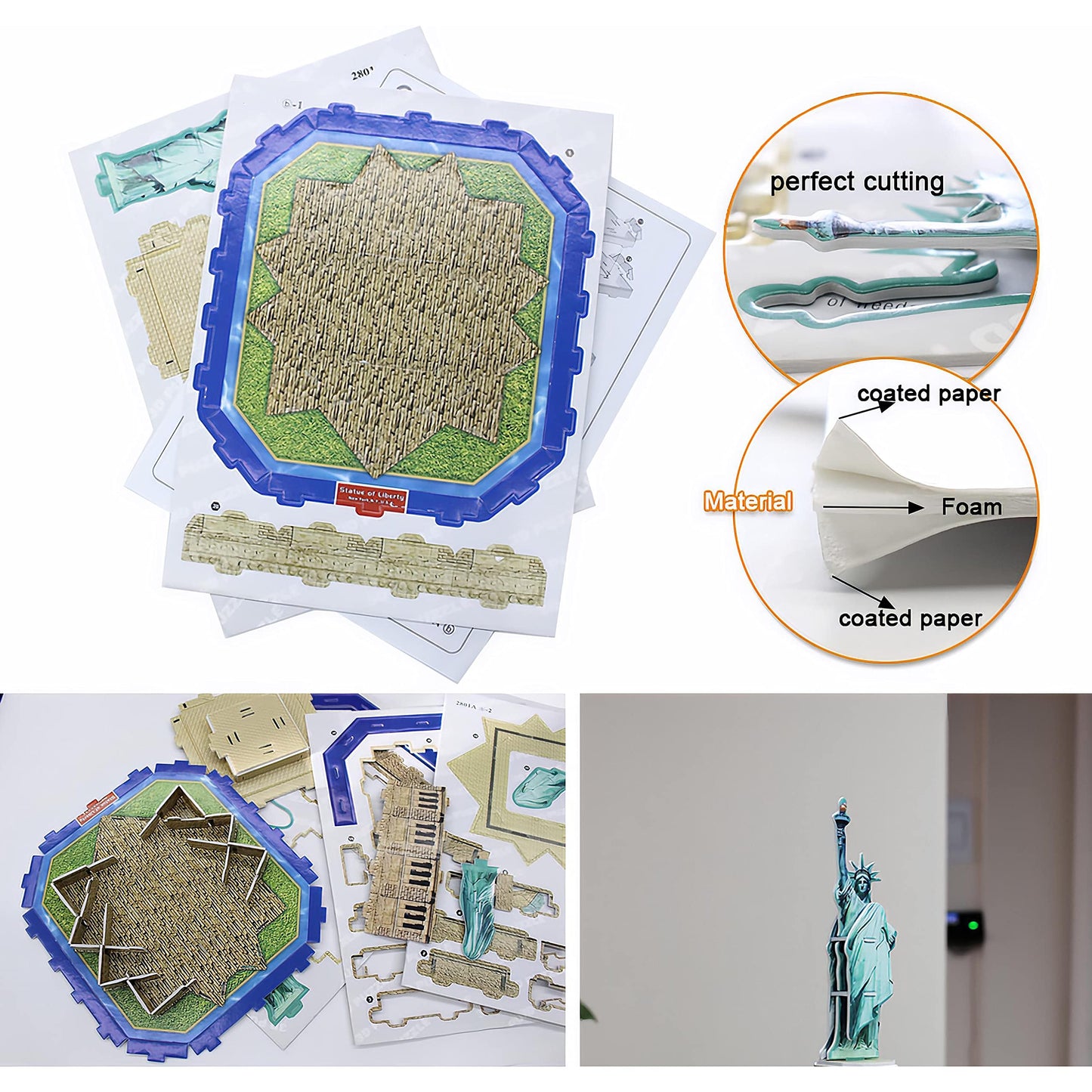 3D Puzzle Statue of Liberty - DIY Architecture Building Model Kit | Realistic Replica, No Glue | Educational Toy for Kids & Adults | New York Landmark