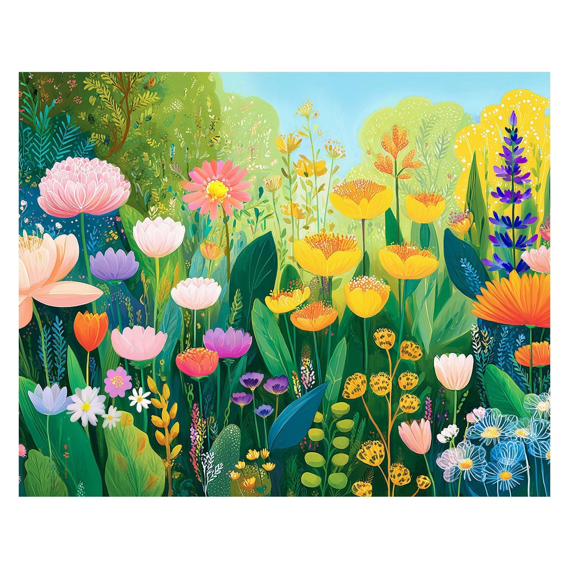 Springbok Watercolor Flowers 500 Piece Jigsaw Puzzle for Adults & Family - Vibrant Floral Garden Artwork - Poster Included - Unique Cut Pieces - Made