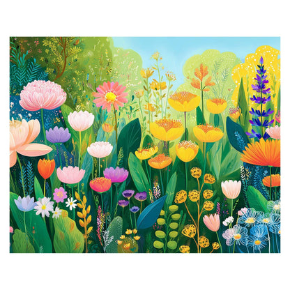 Springbok Watercolor Flowers 500 Piece Jigsaw Puzzle for Adults & Family - Vibrant Floral Garden Artwork - Poster Included - Unique Cut Pieces - Made