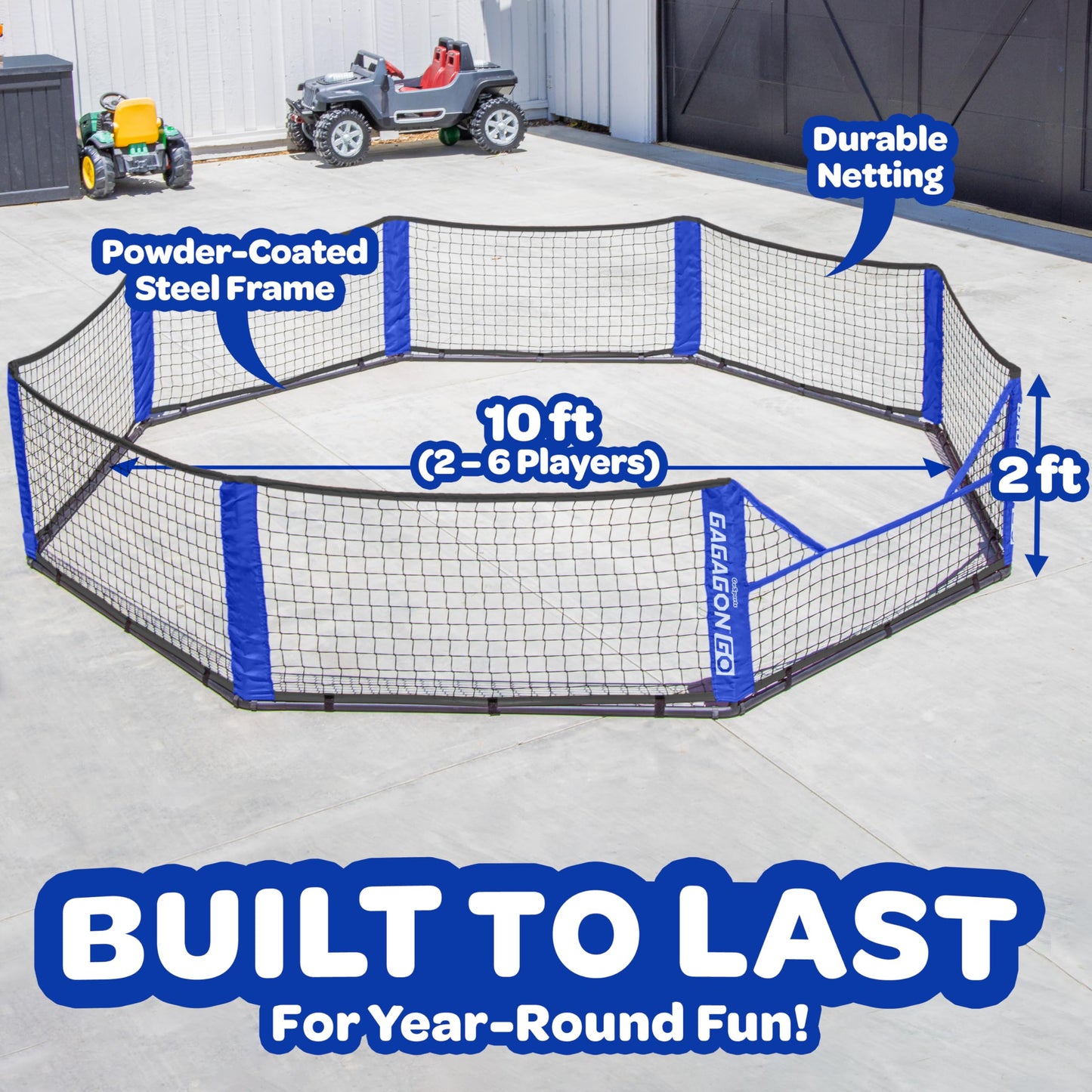 GoSports Home Gaga Ball Pit - 10 ft Portable Gagagon Go - Gaga Court for Kids, Giant Outdoor or Indoor Gaga Pit for Backyard