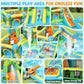 AKEYDIY Inflatable Water Slide Bounce House Combo, Large Bounce House for Kids 3-12, Long & Short Slides, Splash Pool, Boxing Pillar, 550W Blower