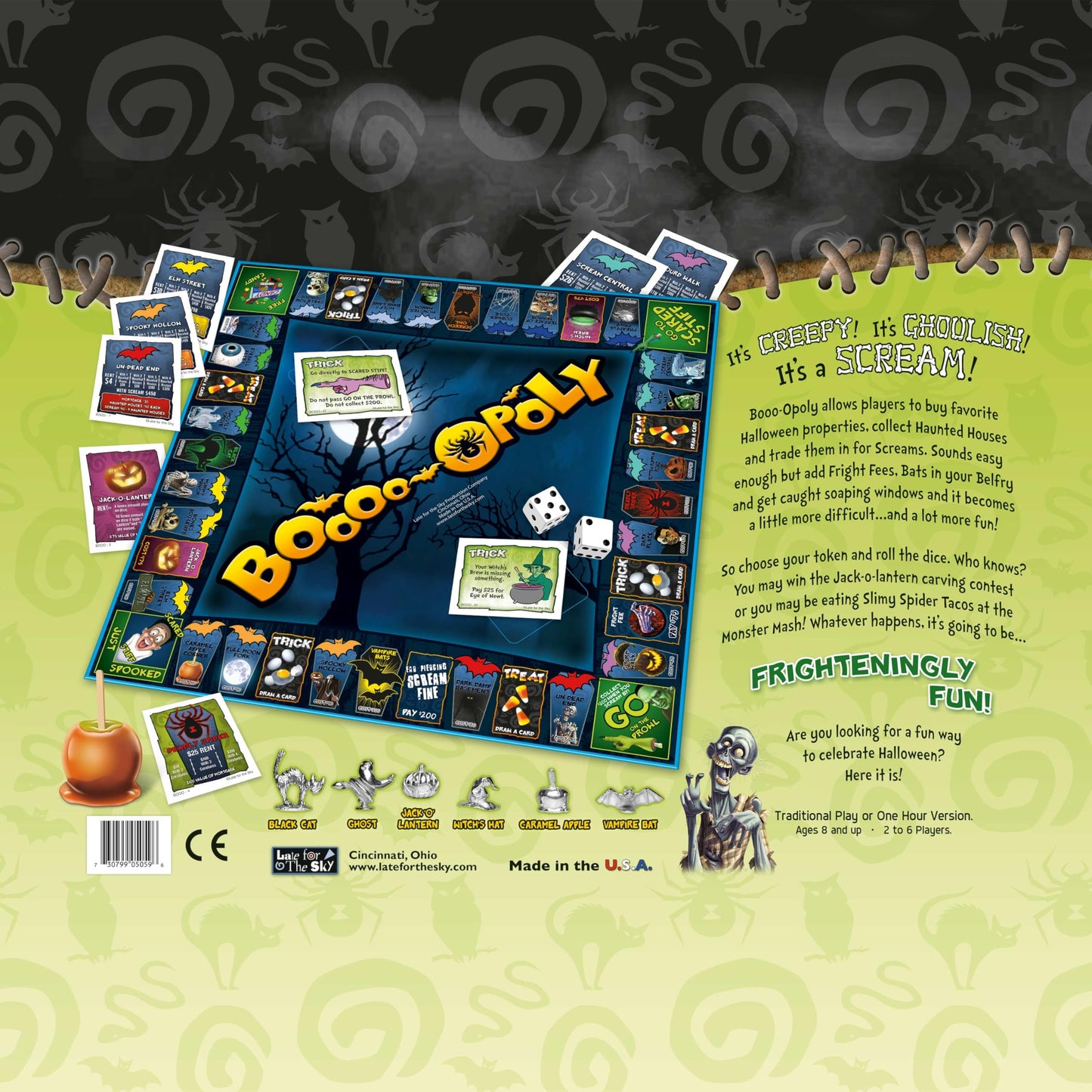 Late for the Sky Boooo-opoly Spooky Family Board Game, Halloween Party Fun for Kids & Adults, Ages 8+, 2-6 Players, Ghost-Themed Property Trading Game