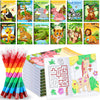 BenLouis 12 Jungle Safari Mini Coloring Books Kids with 12 Stacking Crayons Zoo Animals Lion Party Favors Small Activity Books Bulk for Kids Wild One
