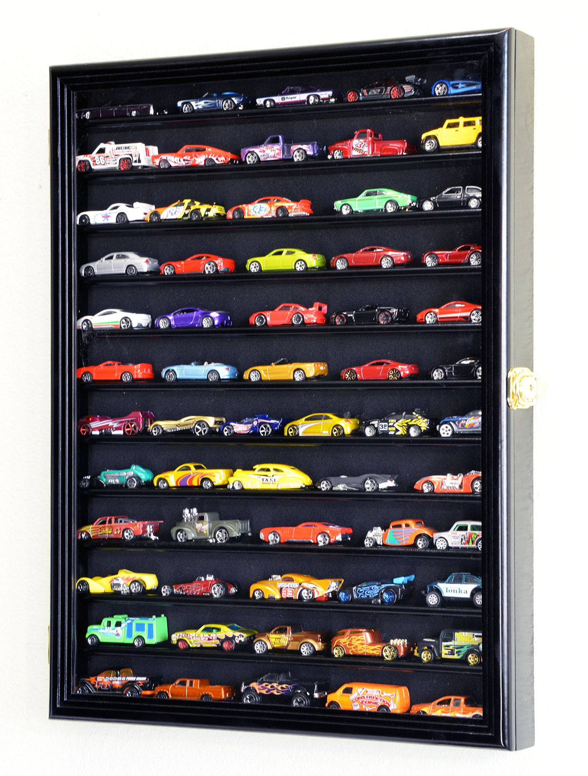 Hot Wheels Matchbox 1/64 Scale Diecast Display Case Cabinet Wall Rack w/UV Protection -Black