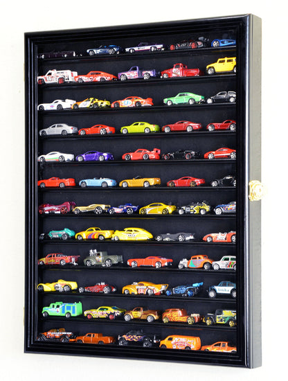 Hot Wheels Matchbox 1/64 Scale Diecast Display Case Cabinet Wall Rack w/UV Protection -Black