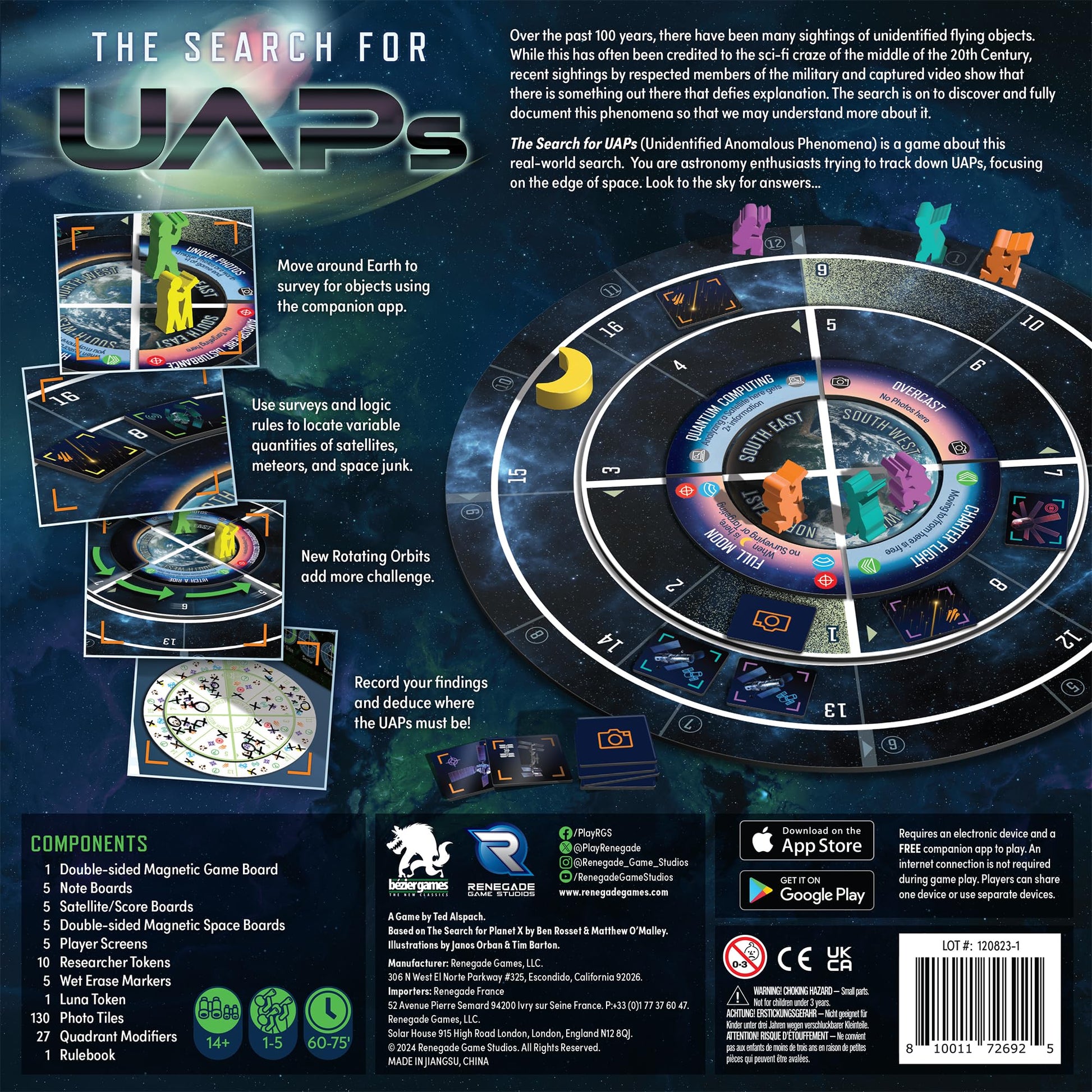 Renegade Game Studios Search for UAPs Board Game - Deduction Strategy Logic Puzzle, Sci-Fi Satellite Game, Ages 14+, 1-5 Players, 60-75 Min