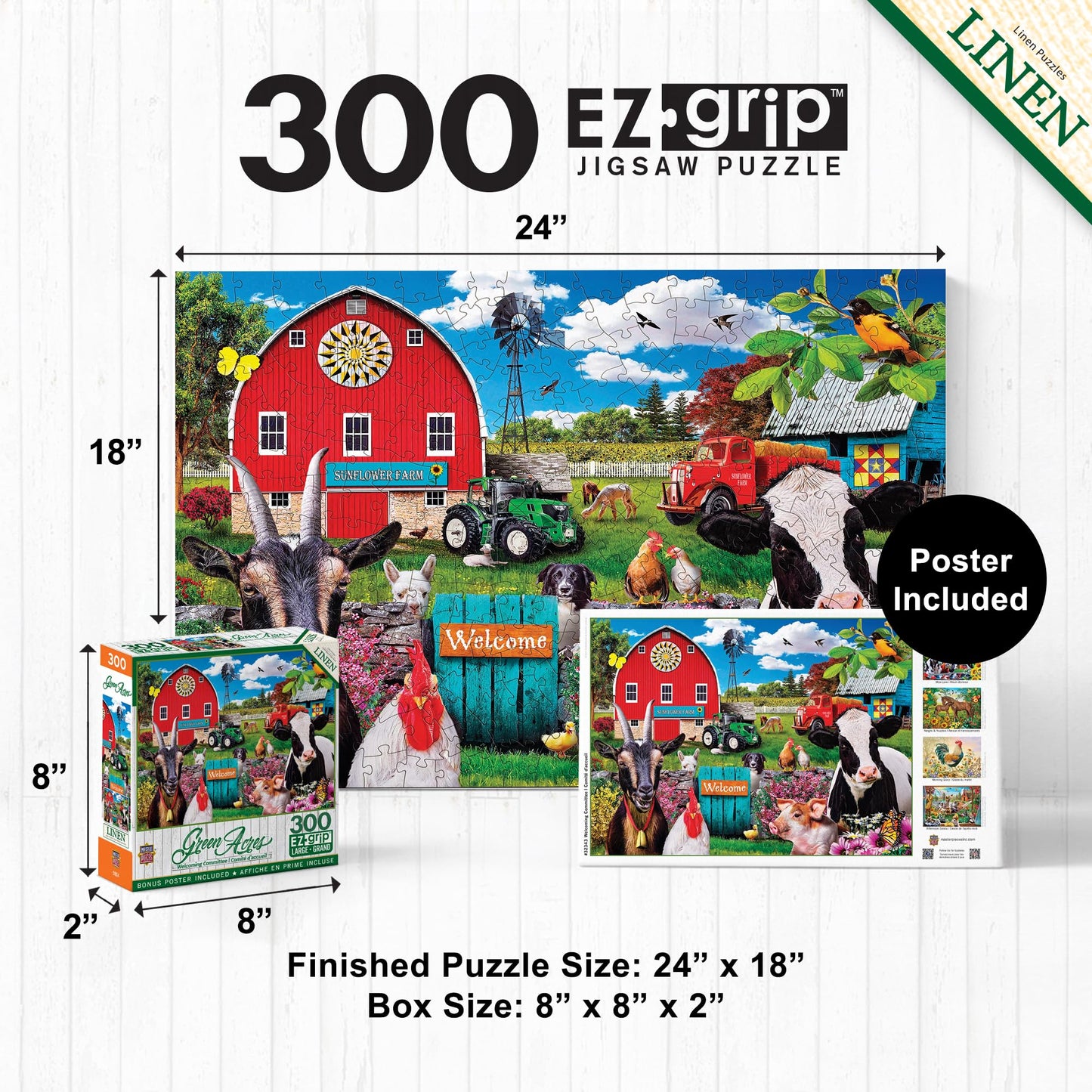 MasterPieces - 300 Piece Jigsaw Puzzle, Large EZ Grip Shapes, Welcoming Committee, Fun for Adults, Seniors, Family, Kids, Matte Finish, 18" x24