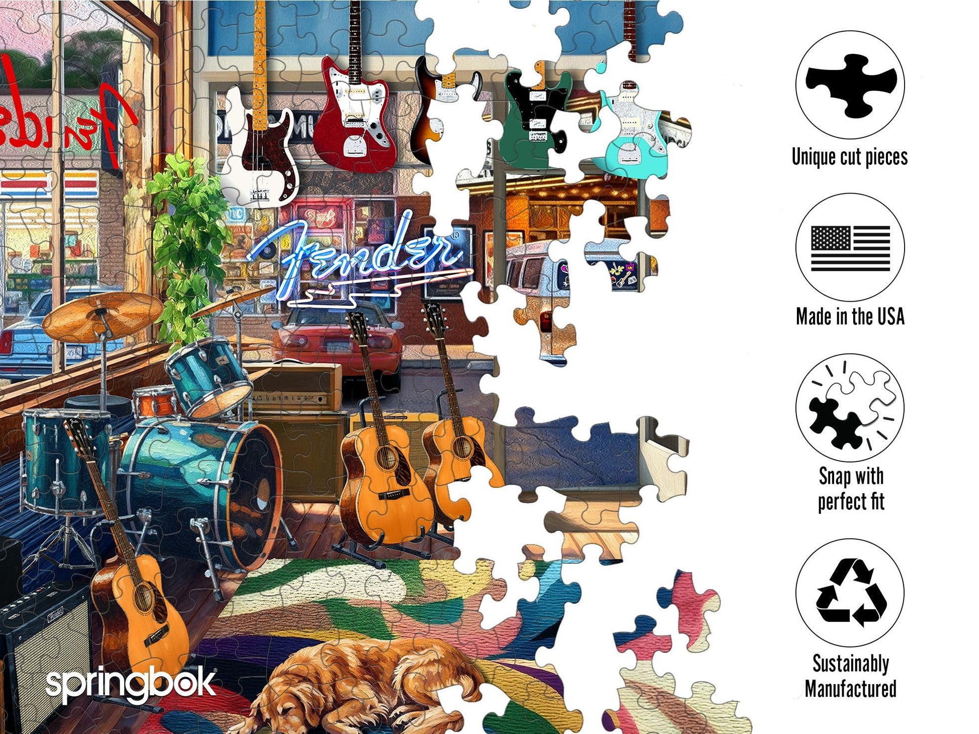 Springbok Fender Guitar Shop 1000 Piece Guitar Jigsaw Puzzle for Adults