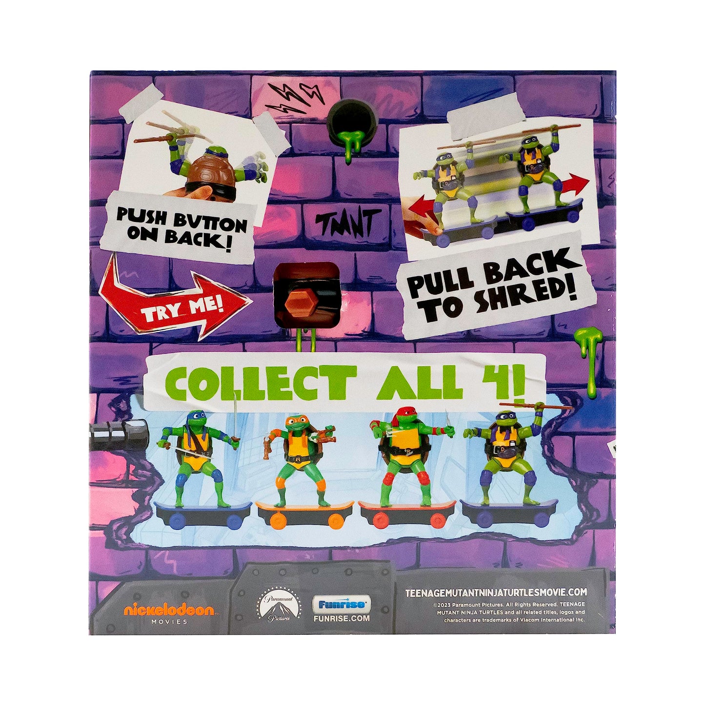 Teenage Mutant Ninja Turtles Toy, Donatello Sewer Shredder Pullback Skateboard, Mutant Mayhem TMNT Collectible Ninja Turtle, Ages 3+