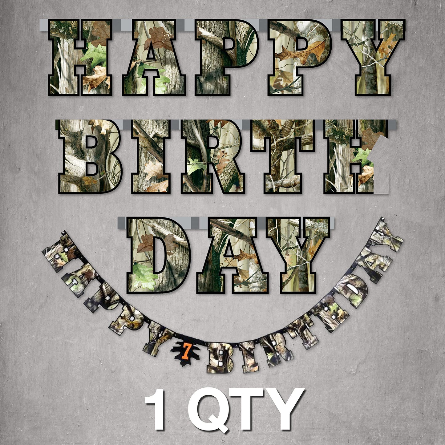 Havercamp Next Camo Happy Birthday Party Banner | 1 Count | Great for Hunter Themed Party, Camouflage, Rustic, Nature, Military, Kids Birthday Party