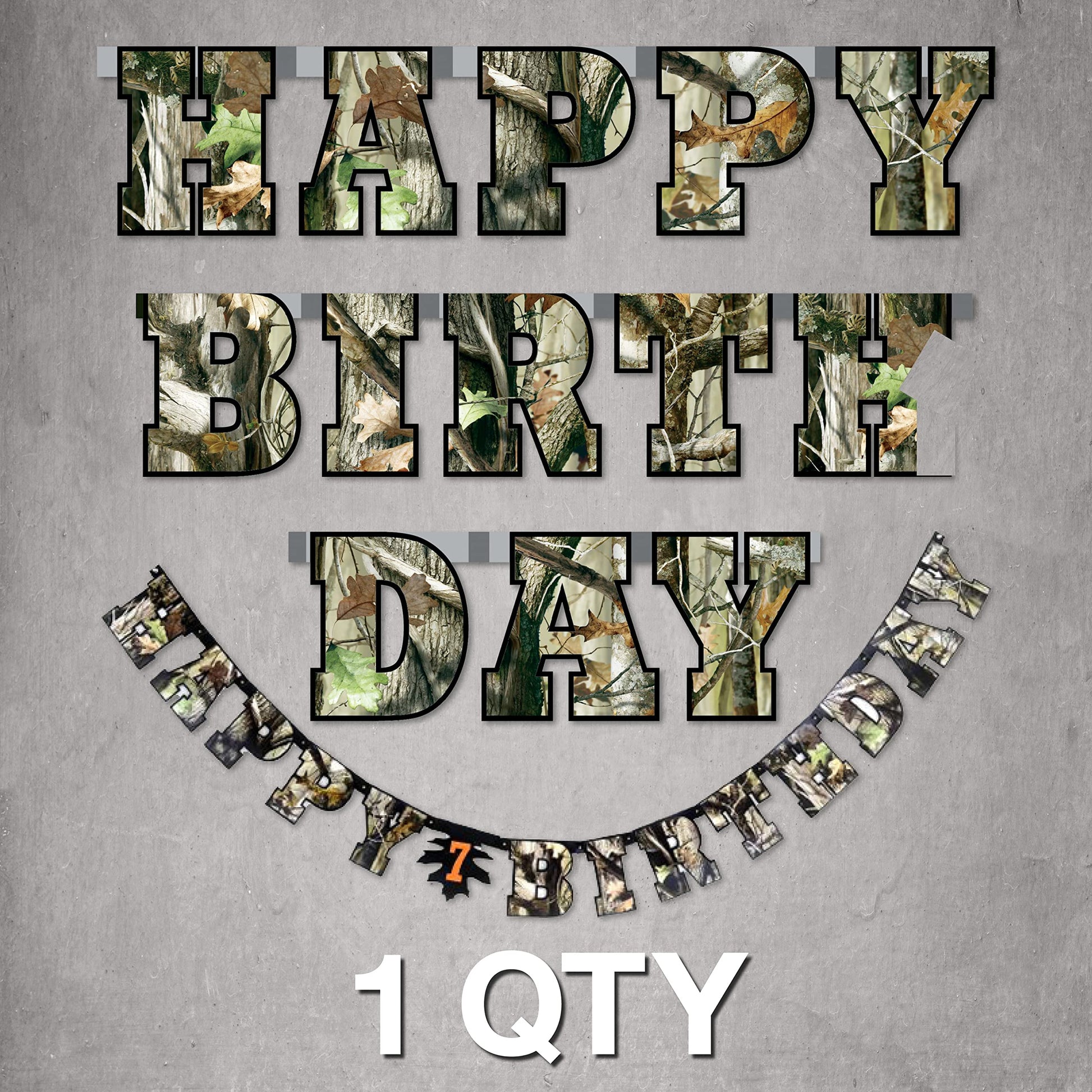 Havercamp Next Camo Happy Birthday Party Banner | 1 Count | Great for Hunter Themed Party, Camouflage, Rustic, Nature, Military, Kids Birthday Party