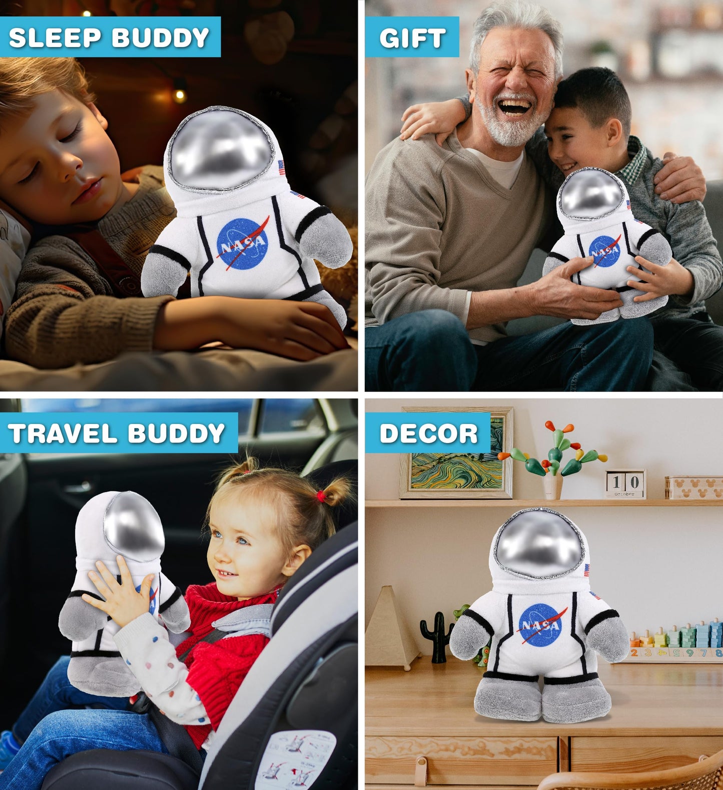DolliBu Snug Mooshies Standing Astronaut Stuffed Plush Toy - Cuddly Super Squishy, Huggable Big Plush for Girls and Boys, Cute Toy Stuffed Pillow