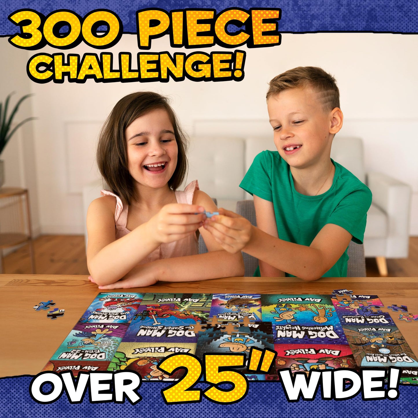 Dog Man 300-Piece Jigsaw Puzzle, Book Cover Art for Kids, Ages 8+