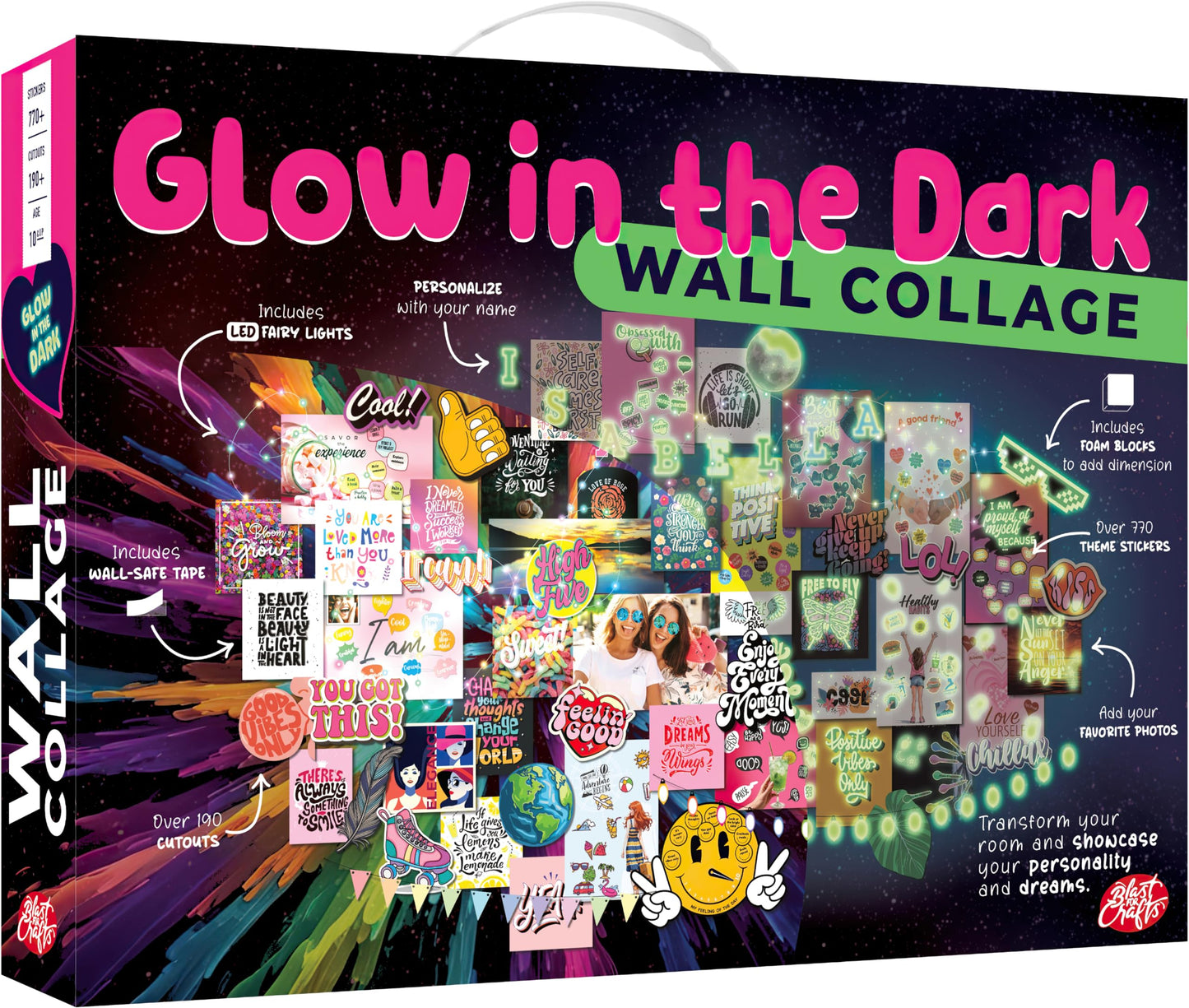 Glow in the Dark Wall Collage Kit for Teen Girls - 1000+ Stickers Teen Girl Room Bedroom Decor, Room Decor for Teen Girls - Teen & Tween Girls Trendy