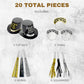 4E's Novelty 20 Pcs New Years Eve Party Supplies 2026- Includes 5 Black Gold New Years Eve Hats, 5 Tiaras, & 10 New Years Eve Noise Makers, Happy New
