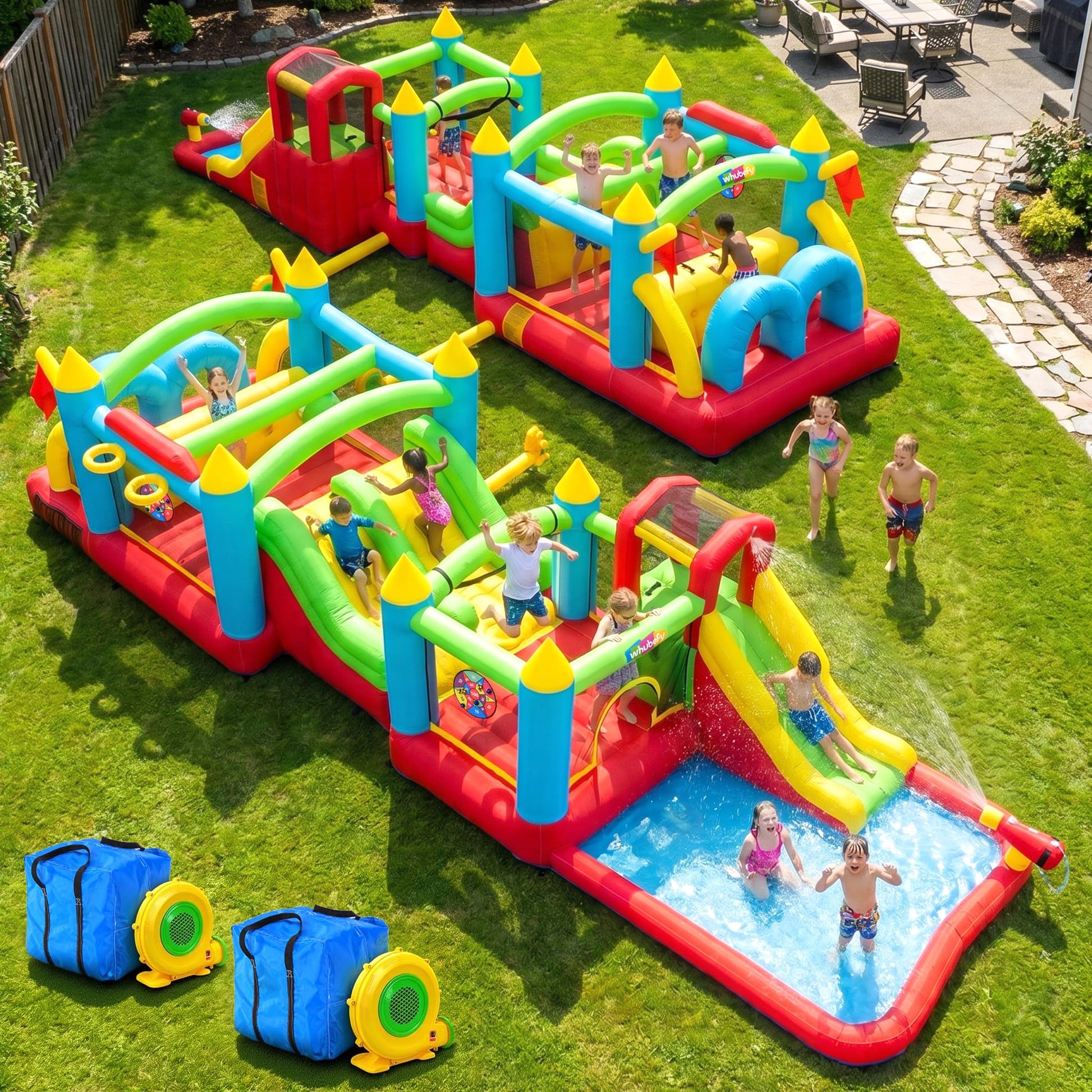 29ft Huge Inflatable Obstacle Course Modular Bounce House Water Slide Park