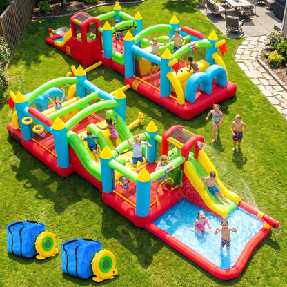 29ft Huge Inflatable Obstacle Course Modular Bounce House Water Slide Park