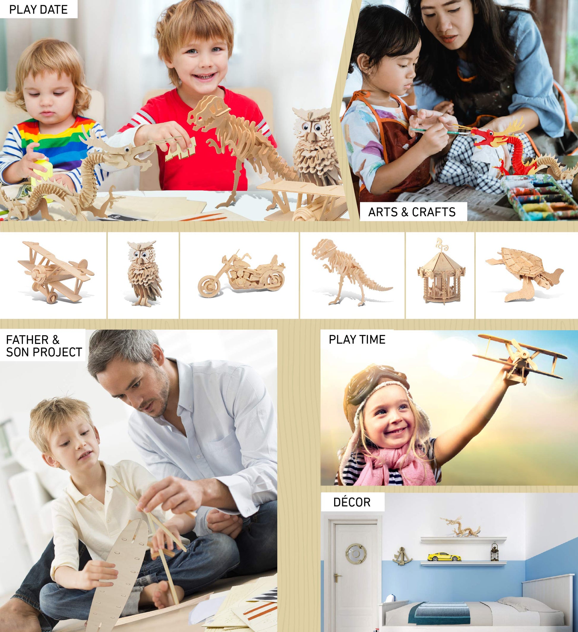 Puzzled 3D Puzzle Dragon Building Kit - Wooden Dragon Puzzle Toy for Kids and Adults, Educational DIY Wood Puzzle Toy Dragon, Dragon Model Kit 3D