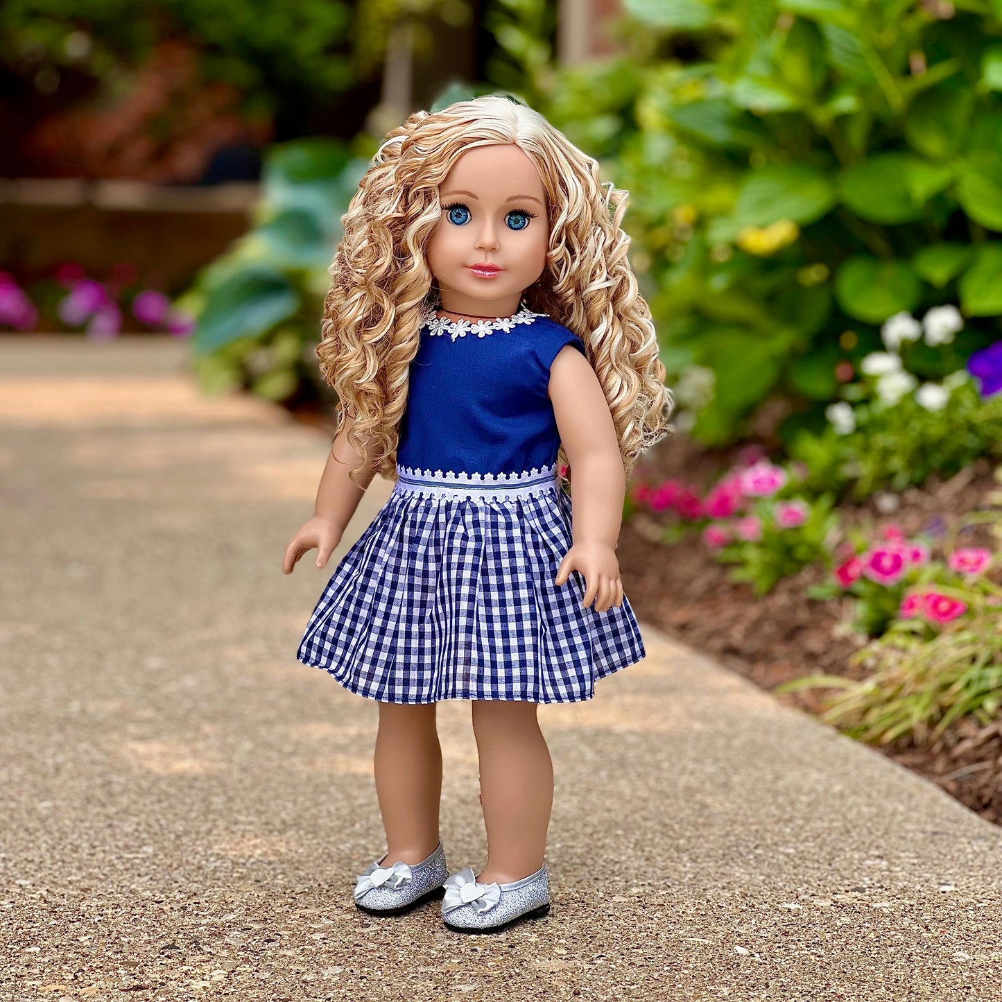 Saturday Afternoon - Navy Blue Dress - Clothes Fits 18 Inch Doll (Shoes Sold Separately) (Doll Not Included)