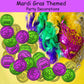 Mardi Gras Coins 144 PCS Assorted Green Purple Gold Mardi Gras Plastic Coins Set for Mardi Gras Theme Props Parade Table Decoration & Party Favors