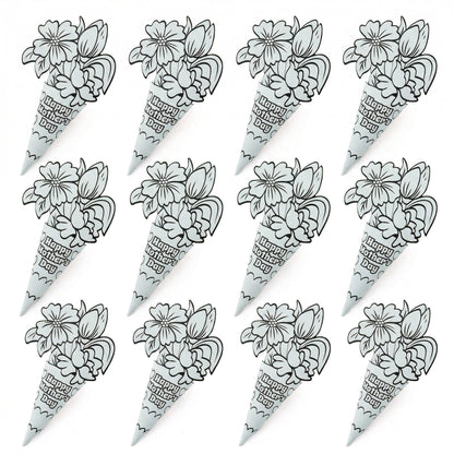 Fun Express Paper Flower Bouquet Kit for Kids - 12 DIY Flower Craft Kits for Mothers Day Crafts for Kids Classroom | Color Your Own Flower Making Kit