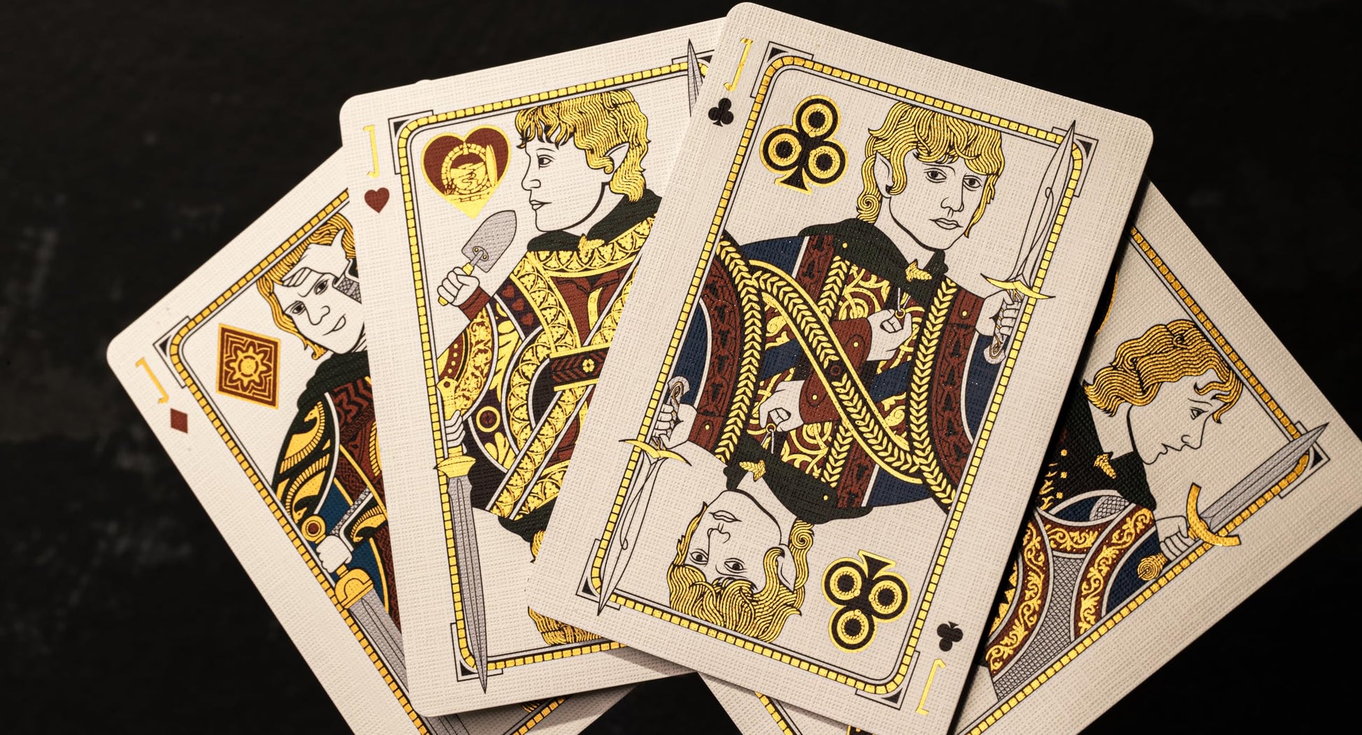 theory11 Lord of the Rings Playing Card Box Set - 4 Decks with Standard & Gold Foil Editions, Middle Earth Map Box, Movie Theme Poker Cards for Magic