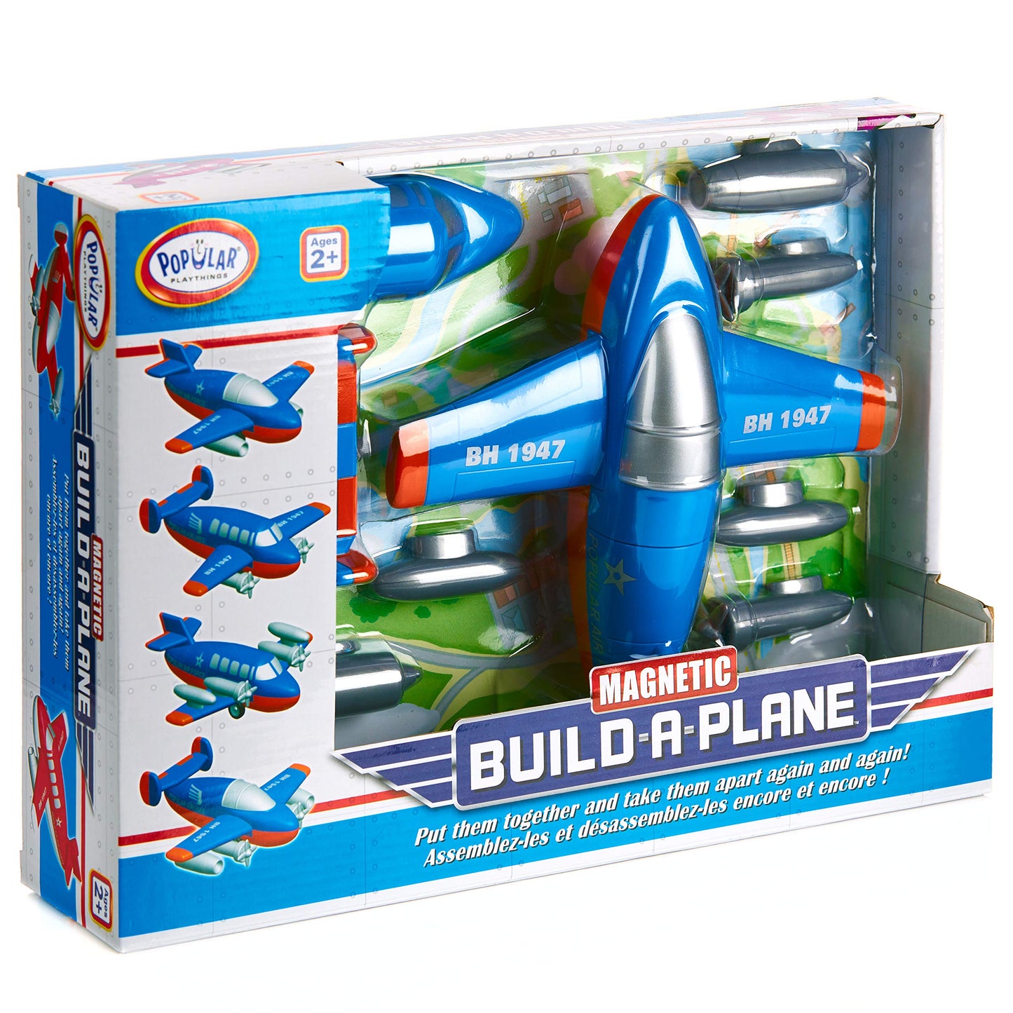Popular Playthings Magnetic Build-A-Plane Toy, Stem Airplane Building Kit for Toddlers, Gifts for Kids Ages 2 & Up - 12 Pieces