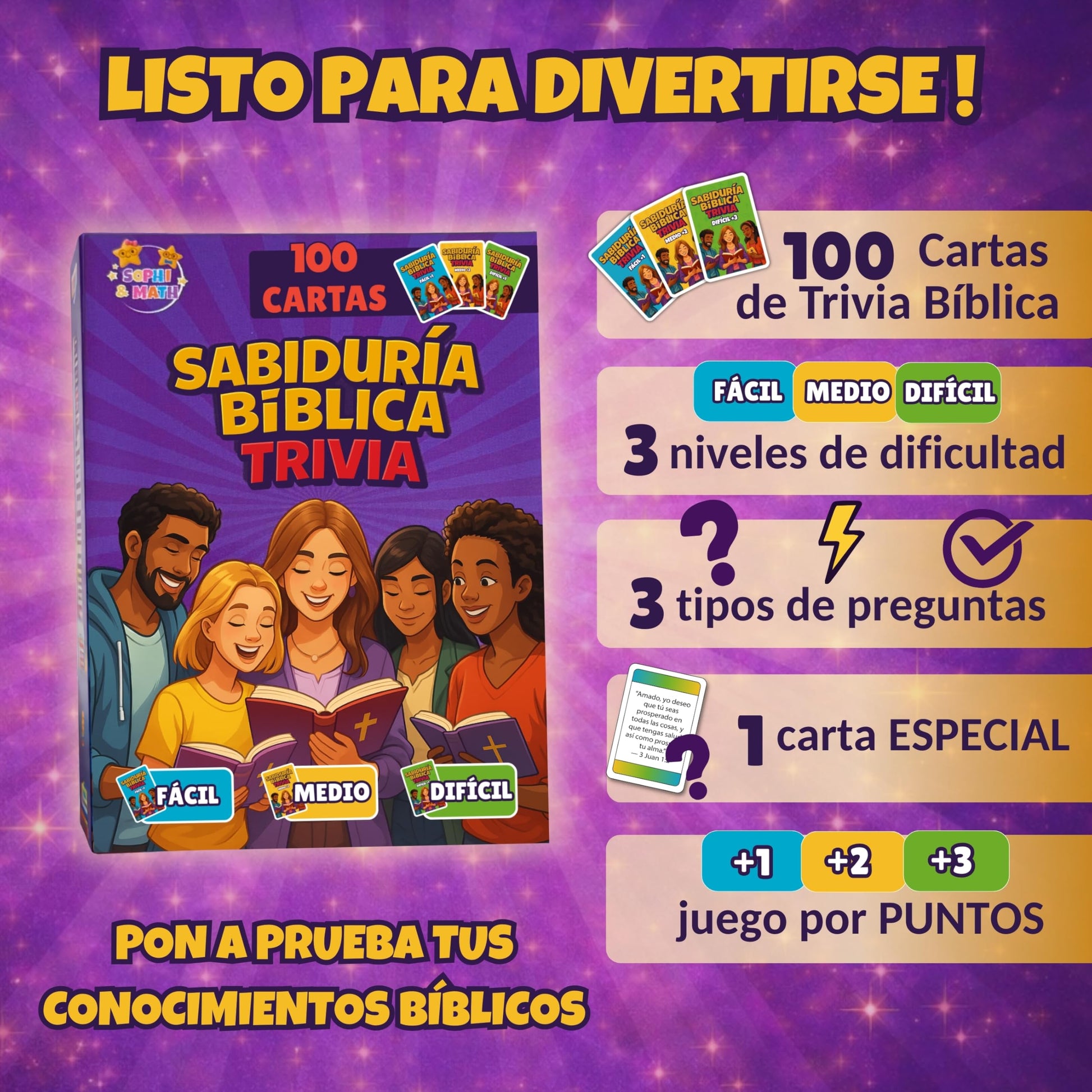 Juego de Cartas Cristiano en español - Trivia Bíblica para Jóvenes y Adultos - Regalo cristiano en español - Juego de Mesa Cristiano Familiar
