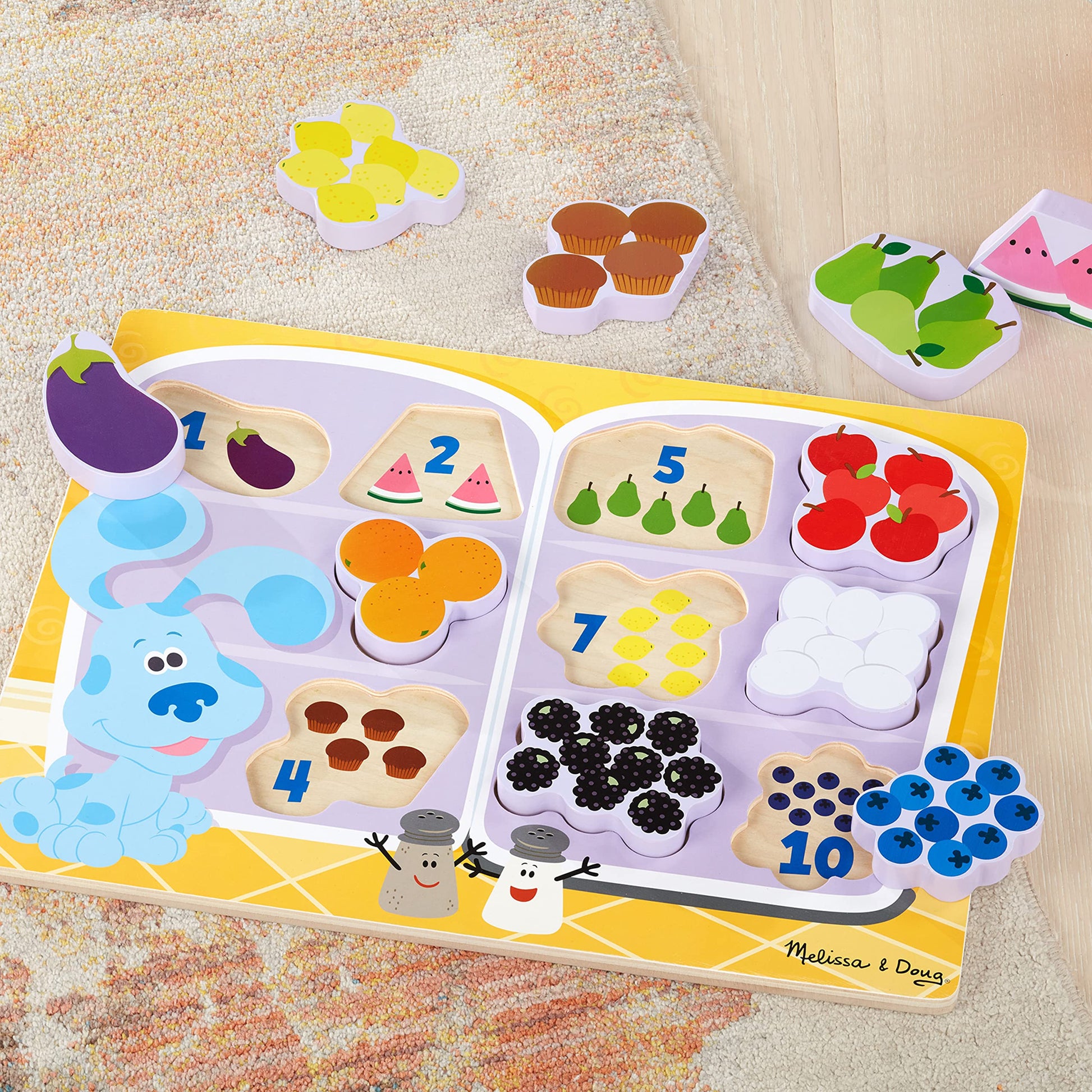 Melissa & Doug Blue's Clues & You! Wooden Chunky Puzzle - Fridge Food (10 Pieces)