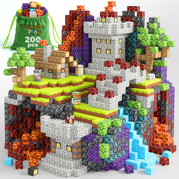 Magnetic Blocks 0,8 INCH Cubes 200PCS - STEM Cube Building Blocks & Magnet Tiles, Fidget, Montessori for Kids Ages 3-5 & 5-7 & 8-12, Magnetic Kit