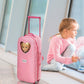 Badger Basket 3-in-1 Trolley Doll Carrier with Rocking Bed and Bedding - Adorable Pink Polka Dot Design for 18-Inch Dolls