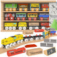 Wooden Train Set 12 PCS Magnetic Toy Train Cars with Storage Box Cover Tunnel Compatible with Thomas Brio Melissa and Doug Wooden Railway Toys