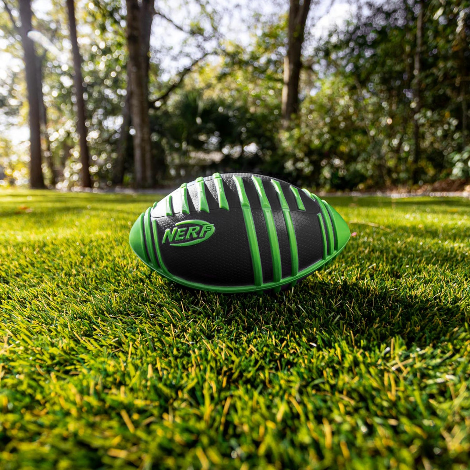 Nerf Weather Blitz Foam Football for All-Weather Play - Easy-to-Hold Grips - Great for Indoor and Outdoor Games - Green