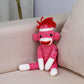 Plushland Adorable Sock Monkey 8 Inches Tall - Soft Realistic Plush Knitted Stuffed Animal Toy Gift - for Kids, Babies, Teens, Girls and Boys(Pink)
