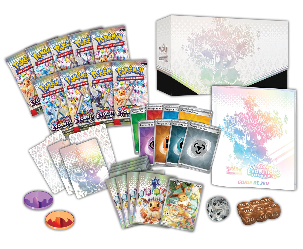 Pokémon: Scarlet & Purple Elite Trainer Set - Prismatic Evolutions of the Pokémon TCG (1 Fully Illustrated Promo Card, 9 Booster Packs & Premium Game