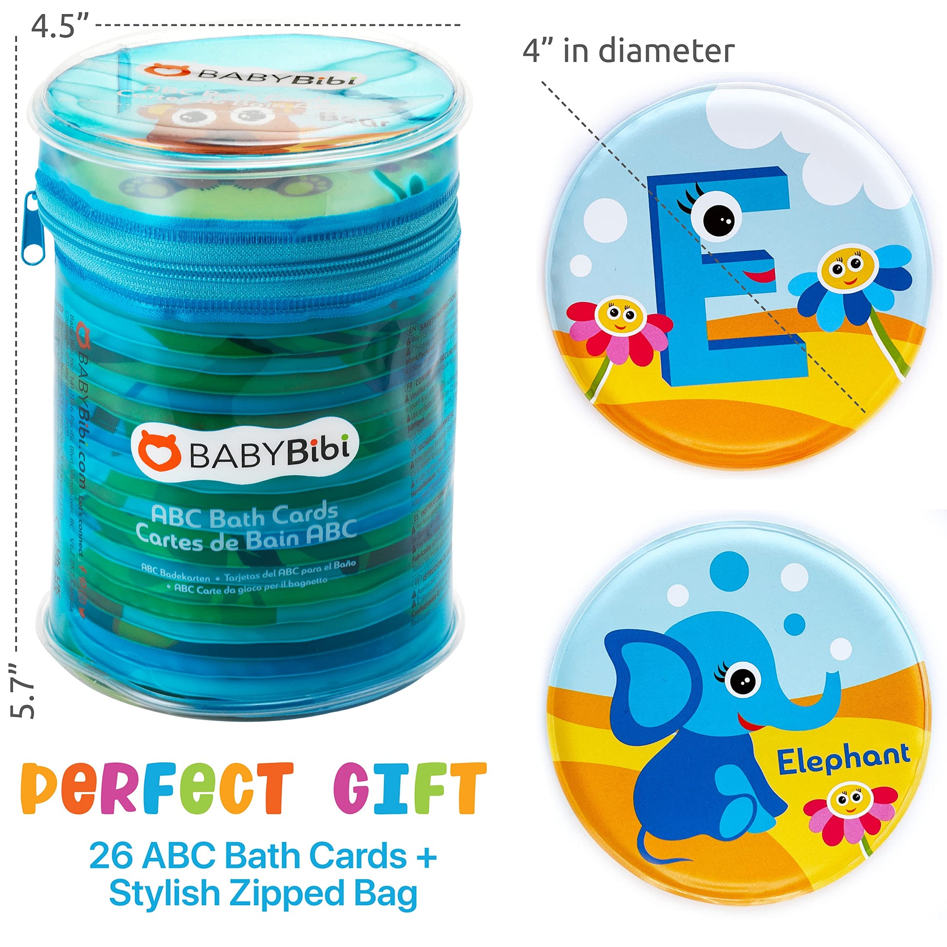 Floating Animals & Alphabet Flash Cards for Bathtub - Preschool Learning Toddler Flash Cards - Educational Bath Toys for 18 Months+ (Set of 26)