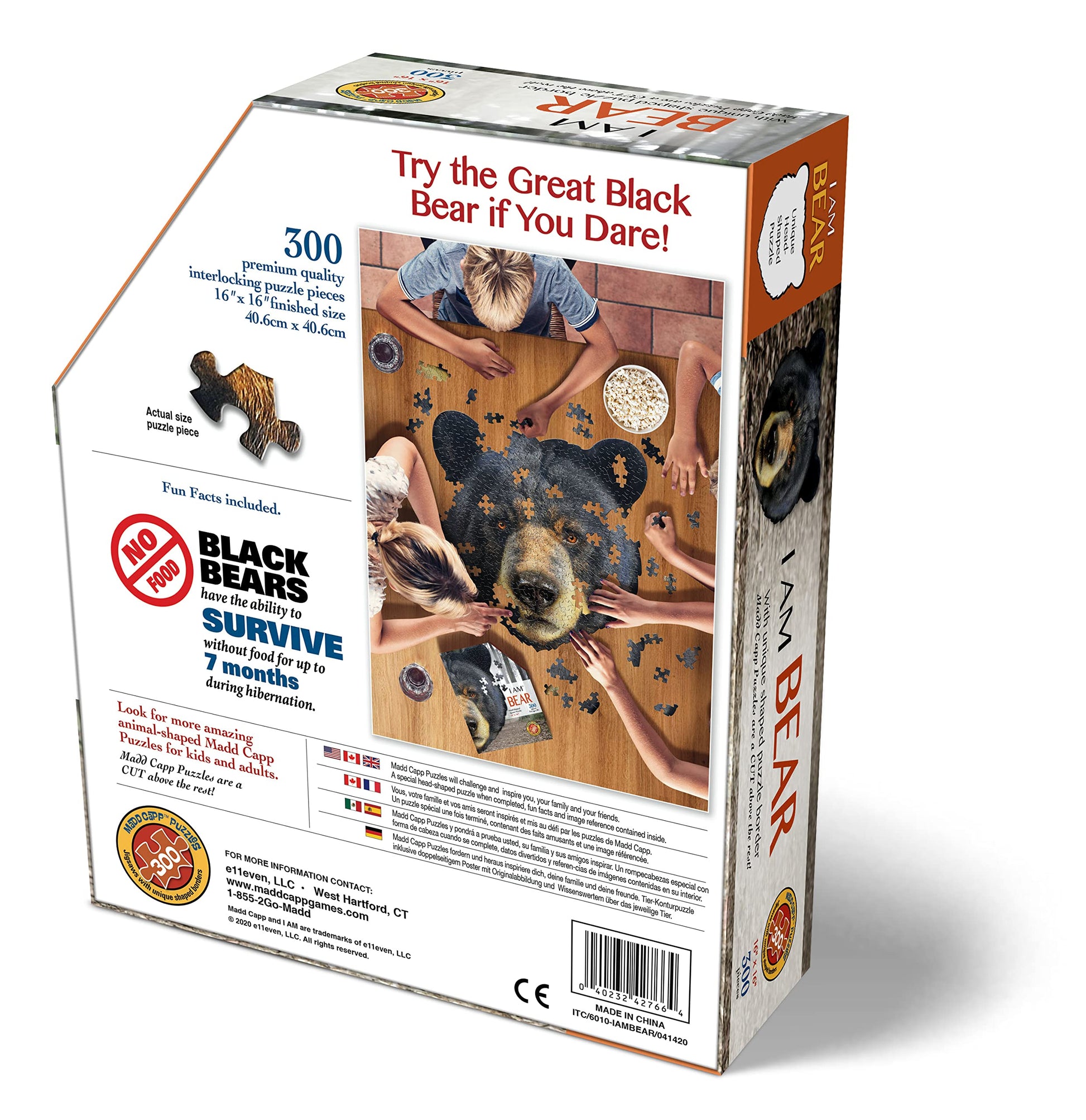 e11even Madd CAPP Puzzles - I AM Bear - 300 Pieces - Animal Shaped Jigsaw Puzzle, 6010