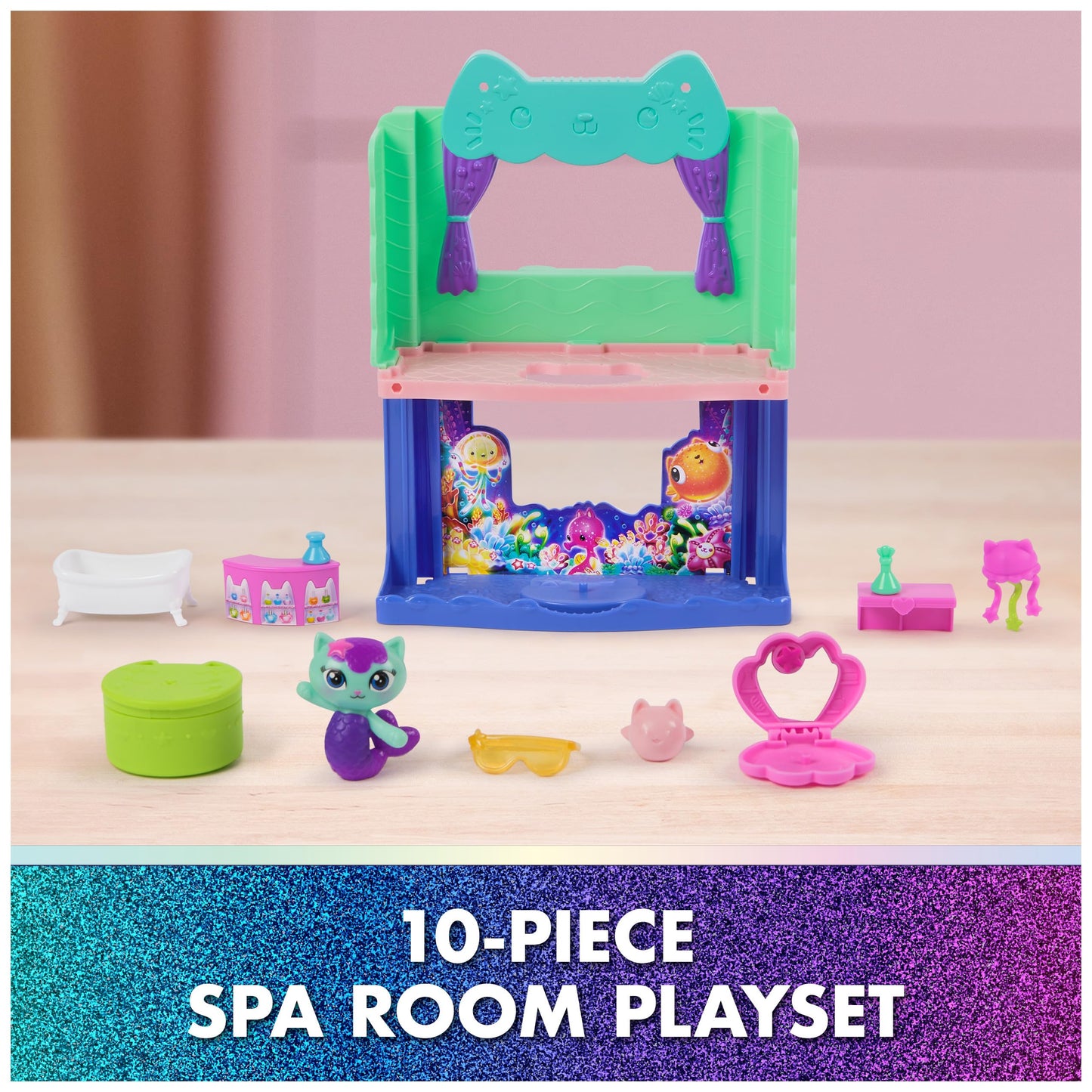 Gabby's Dollhouse: The Movie, MerCat's Spa-wesome Bathroom, Toy Figure, Dollhouse Accessories & Surprise Toy, Kids Toys for Girls & Boys Ages 3 and Up