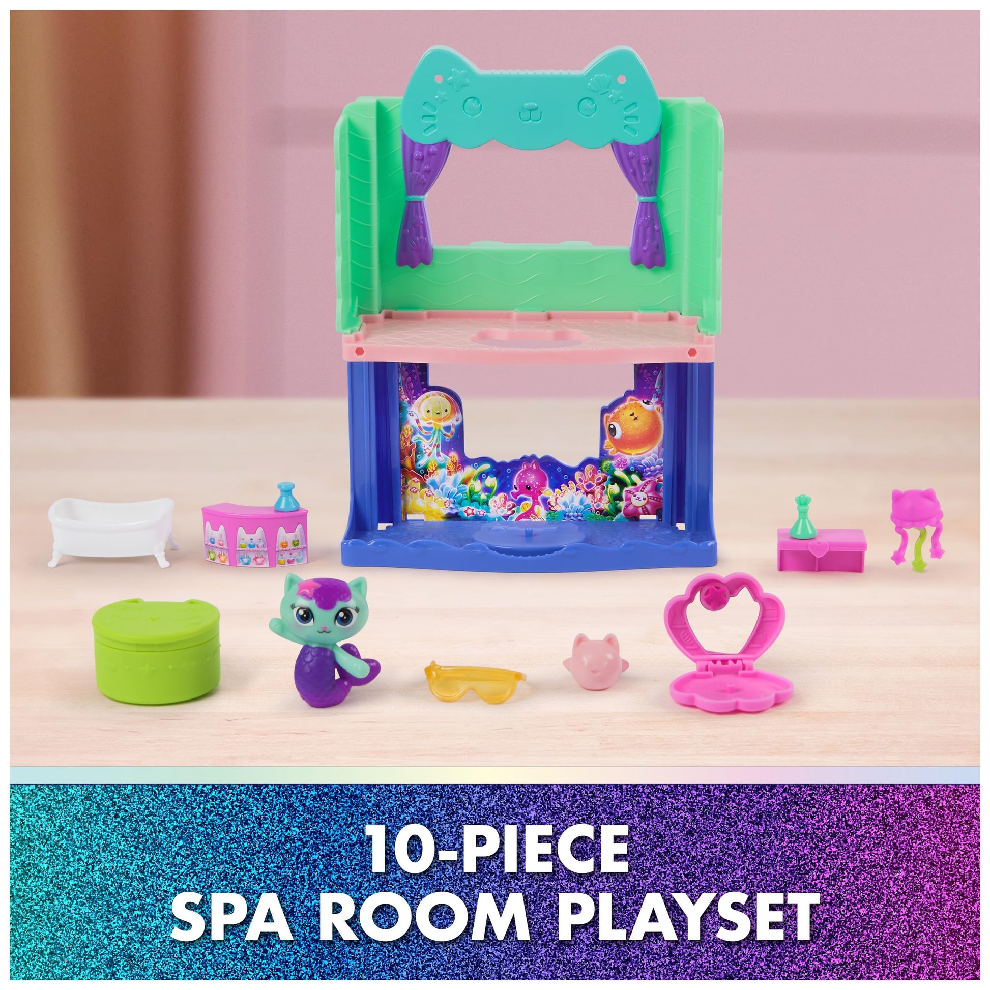 Gabby's Dollhouse: The Movie, MerCat's Spa-wesome Bathroom, Toy Figure, Dollhouse Accessories & Surprise Toy, Kids Toys for Girls & Boys Ages 3 and Up