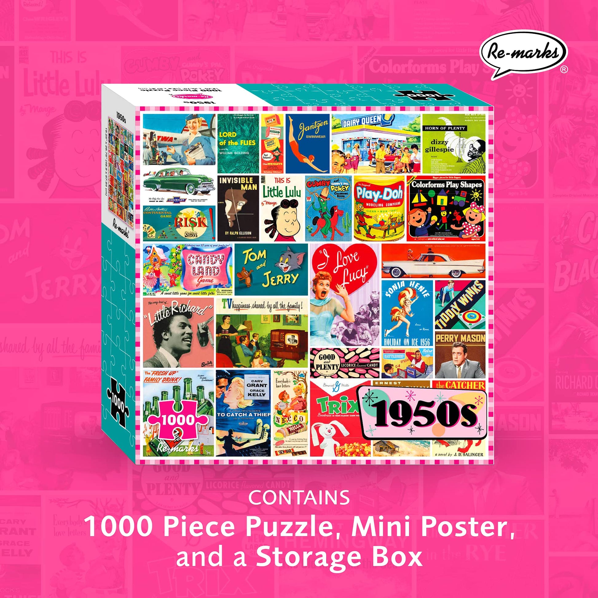 Re-Marks 1950s Pop Culture Puzzle, 1000-Piece Puzzle for All Ages, Family Jigsaw Puzzle