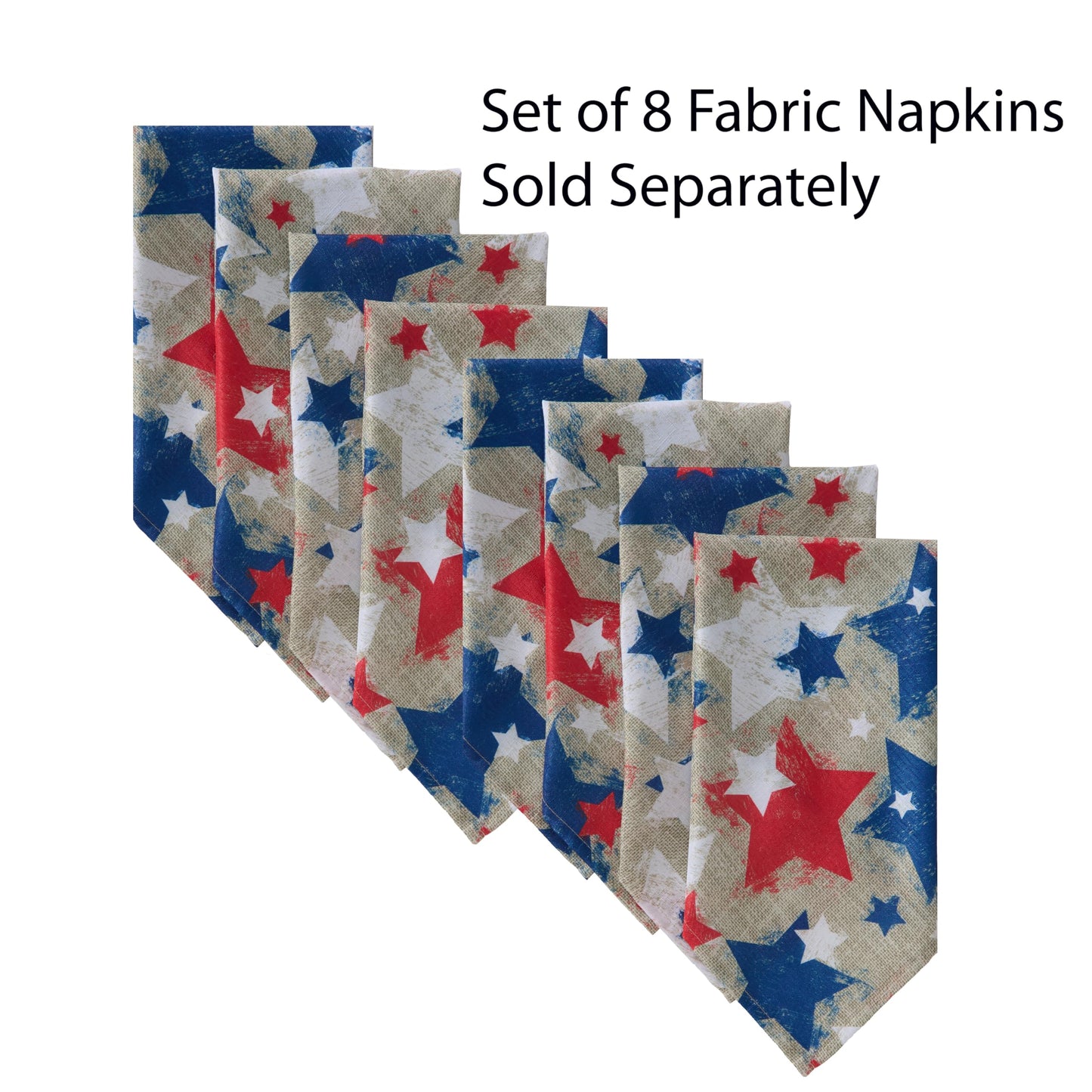 Newbridge Burlap Stars Patriotic 52 x 70 Inch Rectangle Fabric Tablecloth