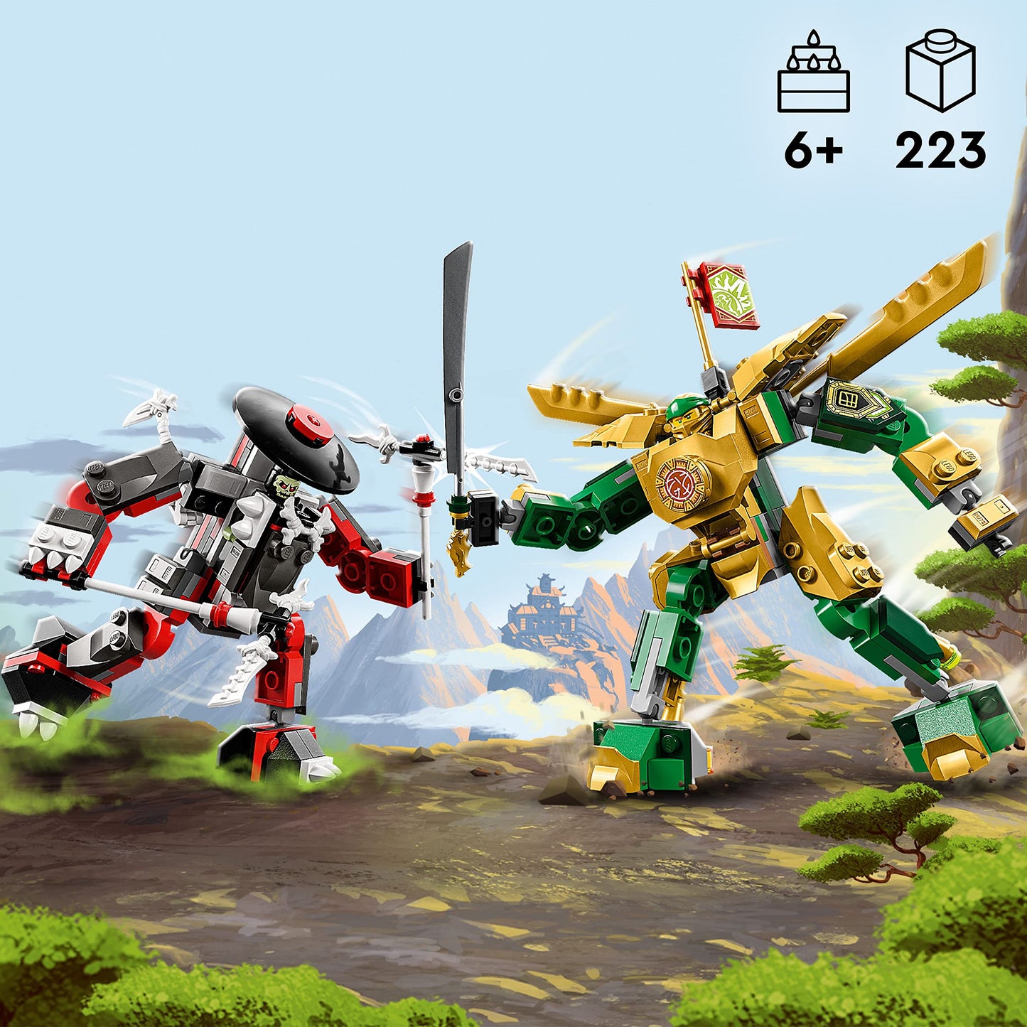Lego NINJAGO Lloyd’s Mech Battle EVO Building Set 71781, with 2 Action Figures, 2 Posable Ninja Action Figures to Build, Ninja Toy for Kids Ages 6+