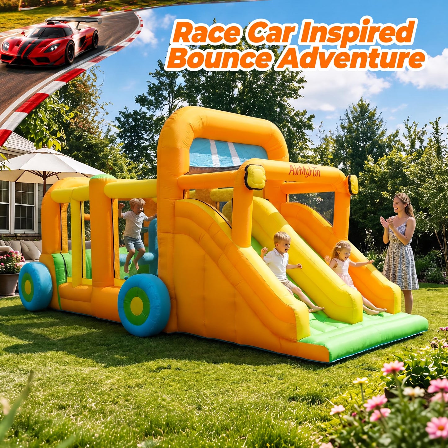 AirMyFun 11-in-1 Extra Large Bounce House for Kids 3-8 with Double Slides