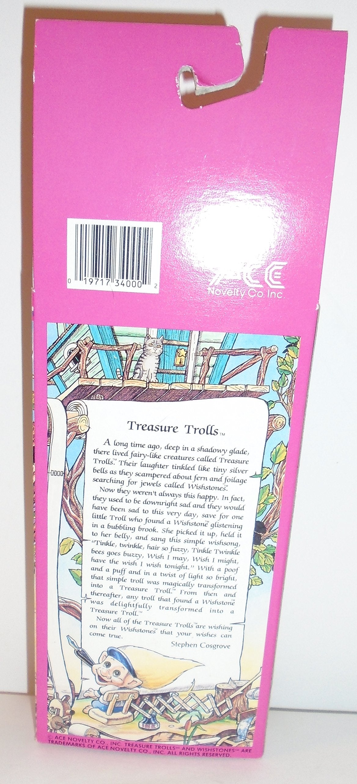 Ace Purple Haired Jeweled Blue Eyed Treasure Troll Doll 2.5" Tall