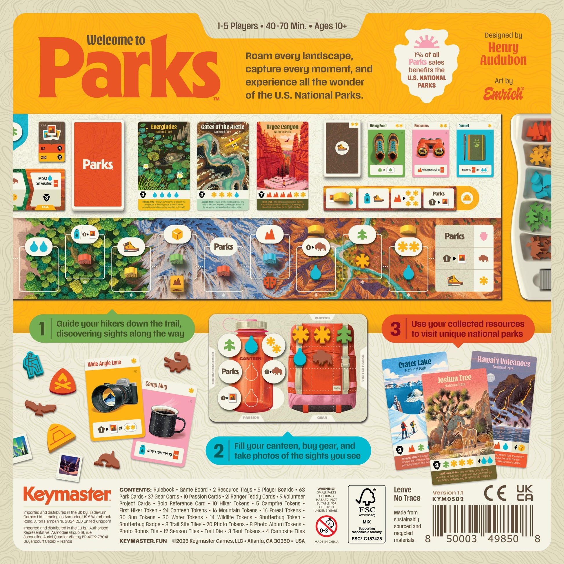 Keymaster Games Parks Base Camp | Beautiful Strategy Game for Families, Adults or Solo | Best Board Game for Nature, Outdoors, and Hiking | The US