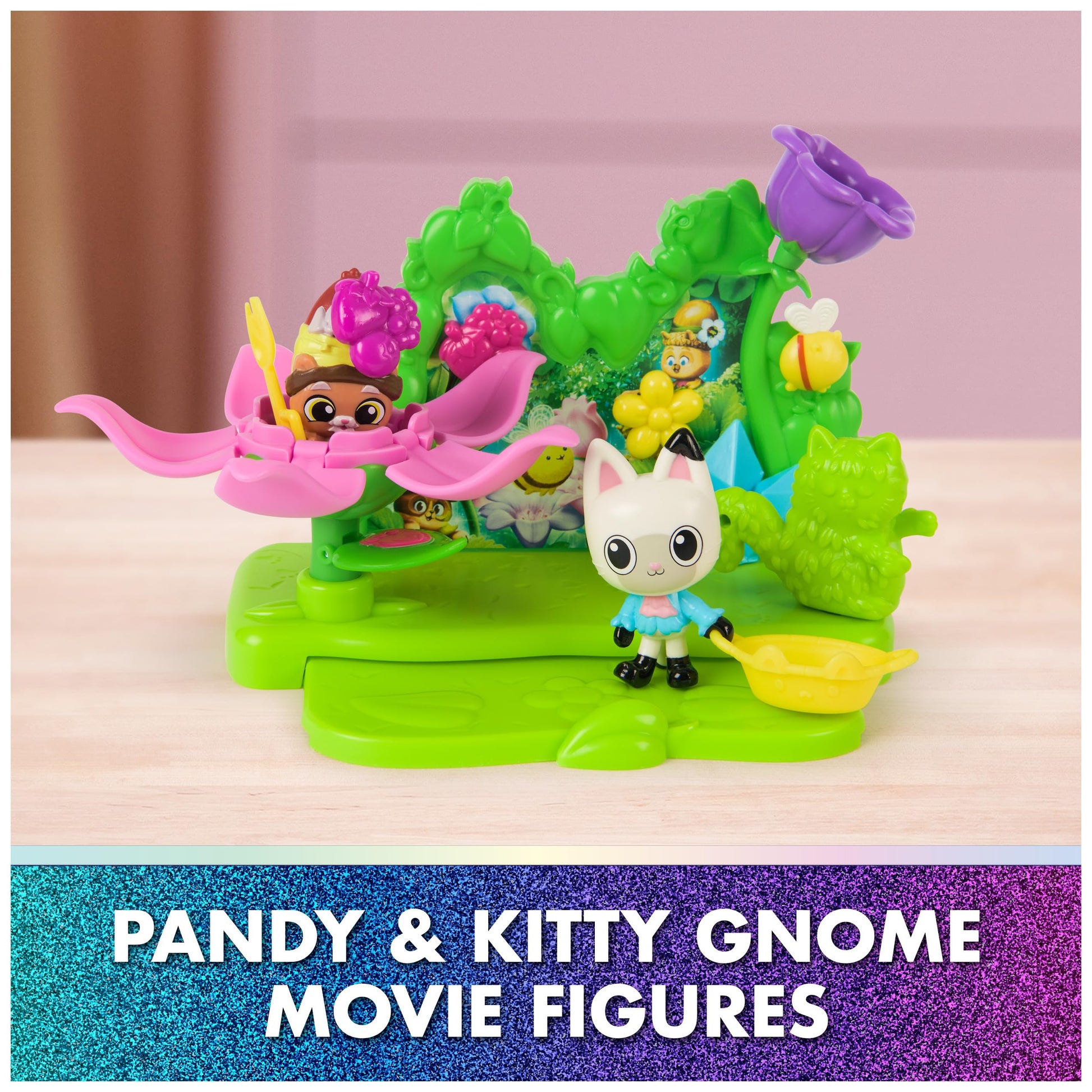 Gabby's Dollhouse: The Movie, Garden Story Set, Pandy Paws & Kitty Gnome Figures and 9 Dollhouse Accessories, Kids Toys for Girls & Boys Ages 3 and Up