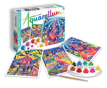 SentoSphere Aquarellum - Paris by Night - Arts and Crafts Watercolor Paint Set