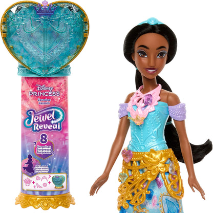 Mattel Disney Princess Jasmine Fashion Doll & Accessories with 8 Surprises, Including Heart Gem Box, Ring for Child & 9 Play Pieces, Inspired by Movie