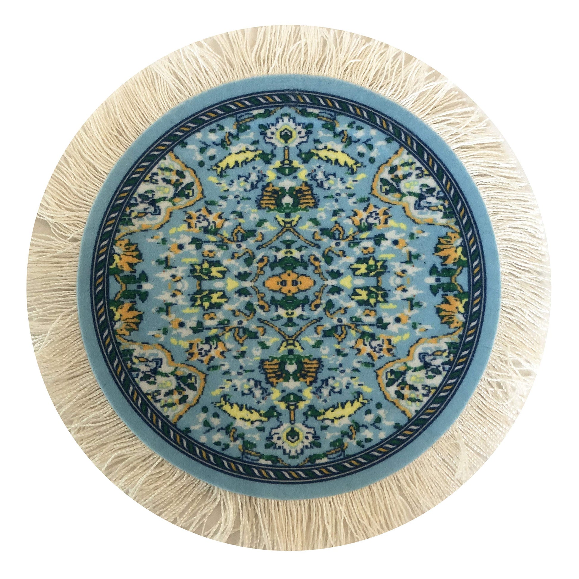 Set of 4 Round Dollhouse Rugs - Miniature Carpet Accessories for Doll Houses, 5 Inch Diameter Floor Décor, Oriental Style